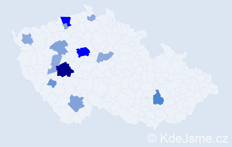 Příjmení: 'Kresslová', počet výskytů 38 v celé ČR