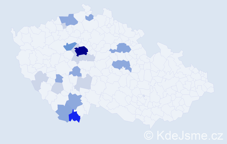 Příjmení: 'Kyslíková', počet výskytů 56 v celé ČR