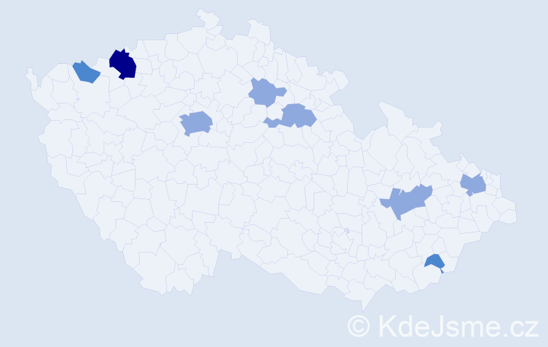 Příjmení: 'Balšanová', počet výskytů 14 v celé ČR