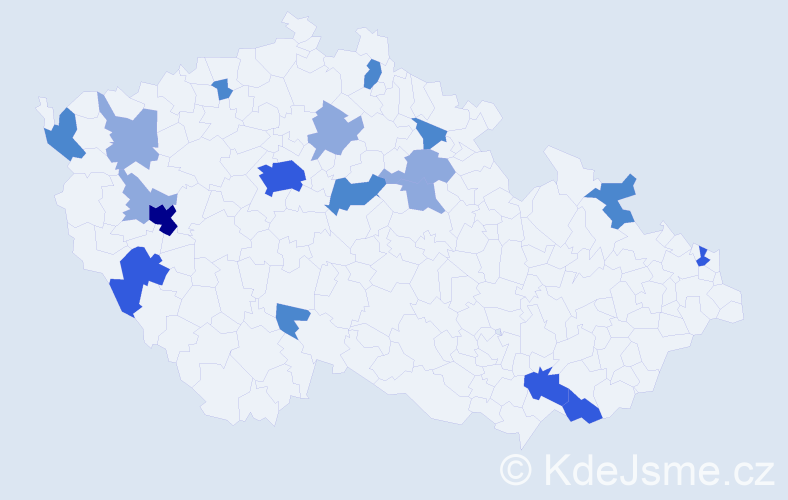 Příjmení: 'Lapšanská', počet výskytů 39 v celé ČR