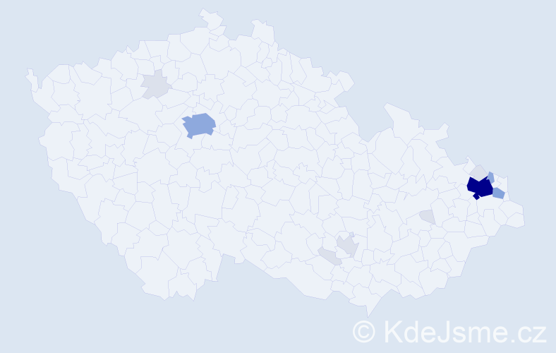 Příjmení: 'Varkočková', počet výskytů 46 v celé ČR