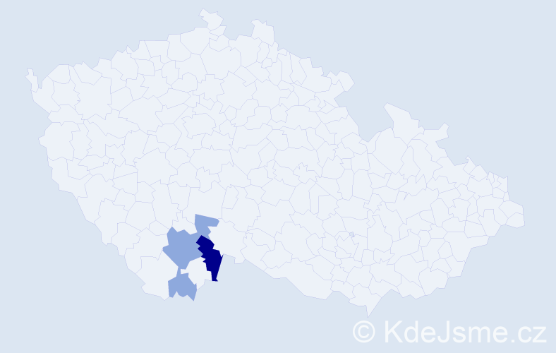 Příjmení: 'Wegenkittlová', počet výskytů 9 v celé ČR
