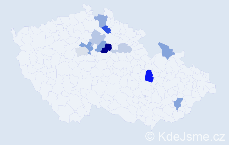 Příjmení: 'Vonička', počet výskytů 20 v celé ČR