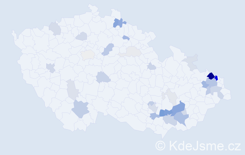 Příjmení: 'Moricová', počet výskytů 111 v celé ČR