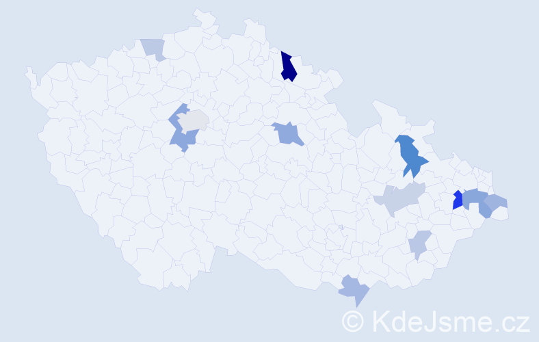 Příjmení: 'Stefanovová', počet výskytů 21 v celé ČR