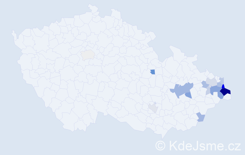 Příjmení: 'Kaczmarczyková', počet výskytů 48 v celé ČR