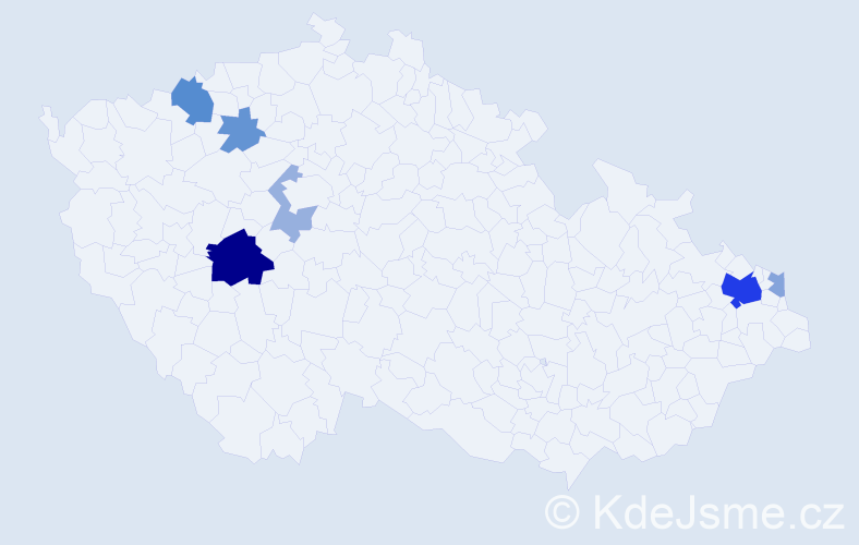 Příjmení: 'Morav', počet výskytů 17 v celé ČR
