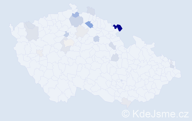 Příjmení: 'Cagáň', počet výskytů 43 v celé ČR