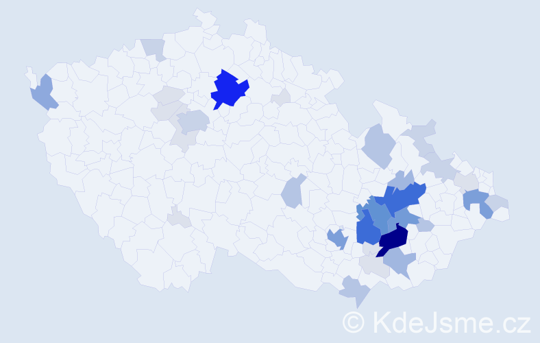 Příjmení: 'Raclavská', počet výskytů 146 v celé ČR