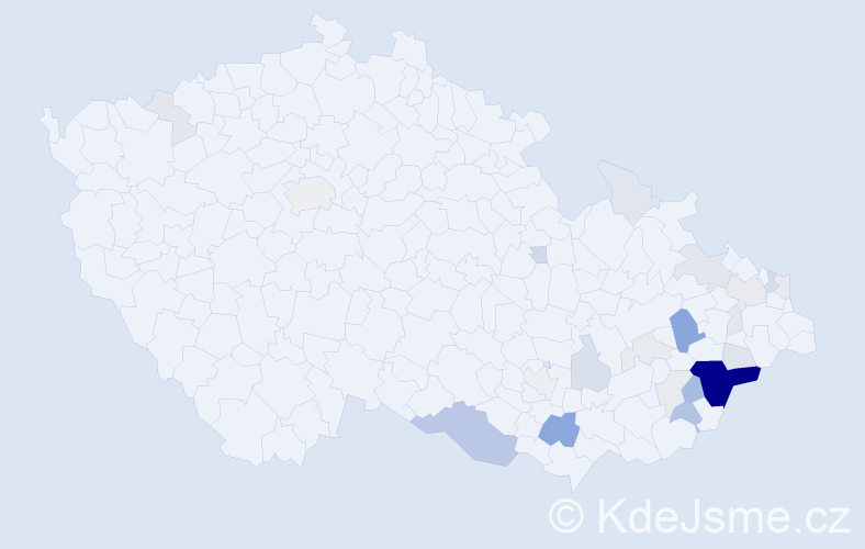 Příjmení: 'Mikulenčák', počet výskytů 97 v celé ČR