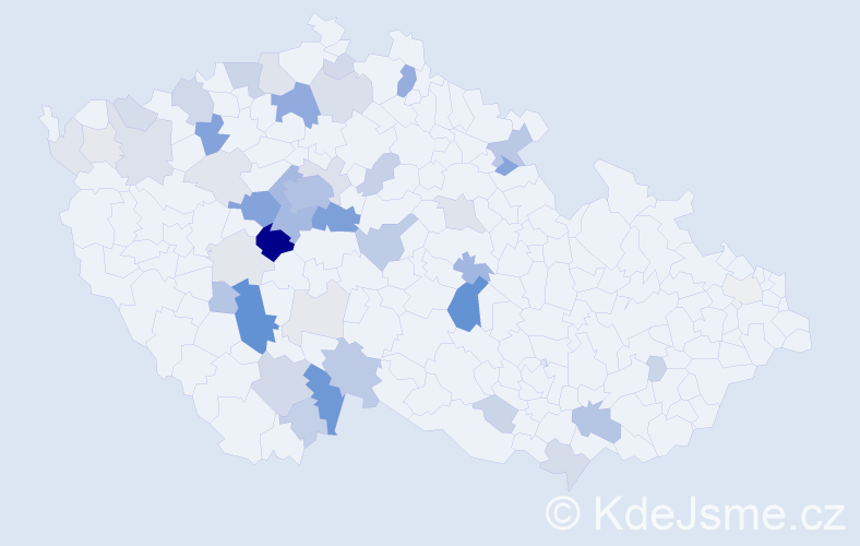 Příjmení: 'Počta', počet výskytů 188 v celé ČR