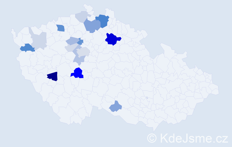Příjmení: 'Kabeláková', počet výskytů 46 v celé ČR