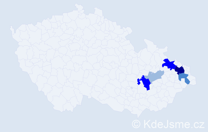 Příjmení: 'Matuščíková', počet výskytů 13 v celé ČR