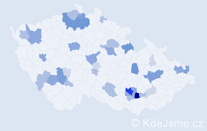 Příjmení: 'Pavlovec', počet výskytů 120 v celé ČR