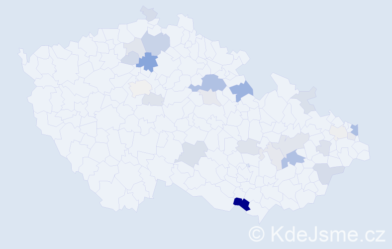 Příjmení: 'Kucej', počet výskytů 56 v celé ČR