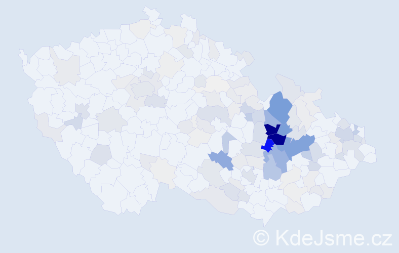 Příjmení: 'Vařeková', počet výskytů 549 v celé ČR