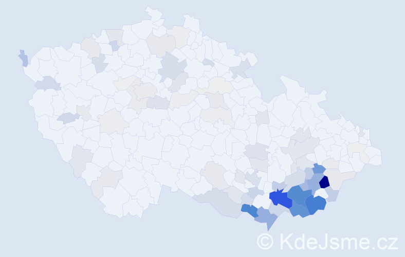 Příjmení: 'Kolaja', počet výskytů 369 v celé ČR