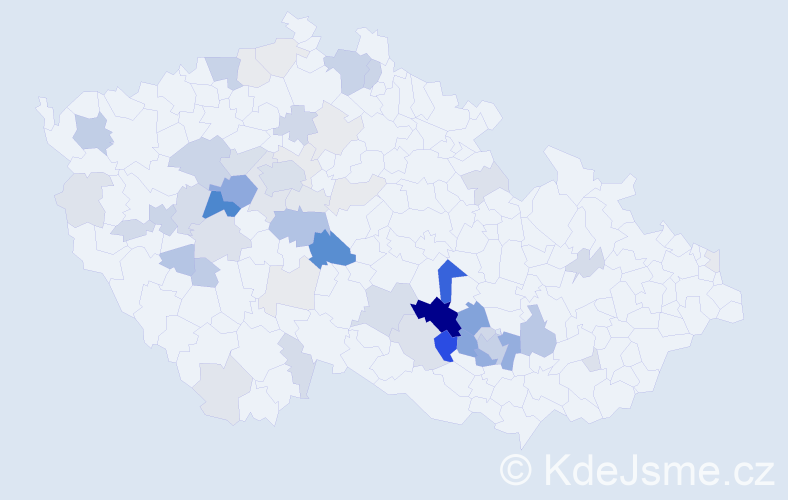 Příjmení: 'Karmazín', počet výskytů 191 v celé ČR
