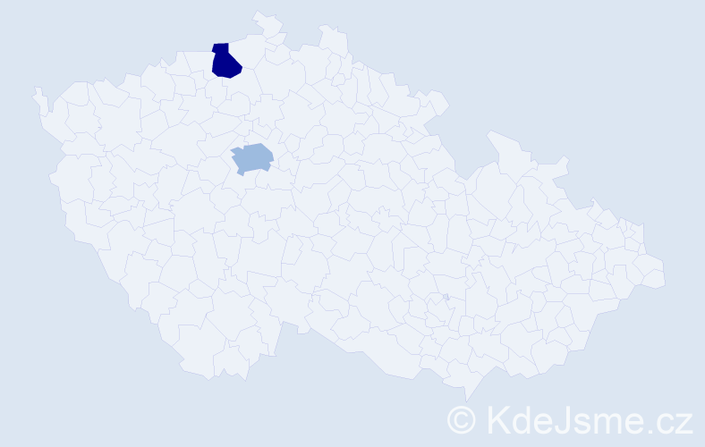 Příjmení: 'Guza', počet výskytů 5 v celé ČR