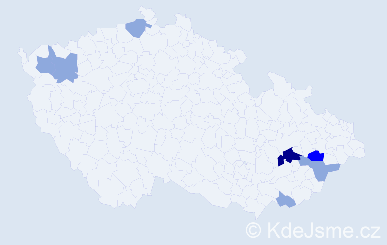 Příjmení: 'Dermíšková', počet výskytů 23 v celé ČR