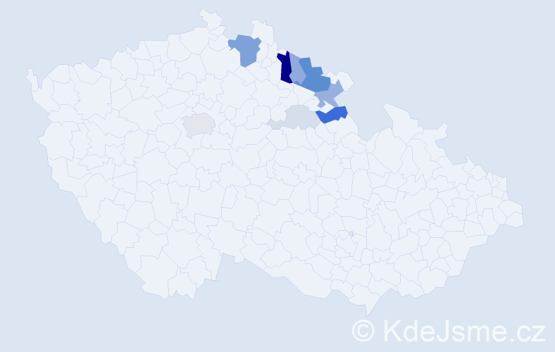 Příjmení: 'Libnar', počet výskytů 23 v celé ČR