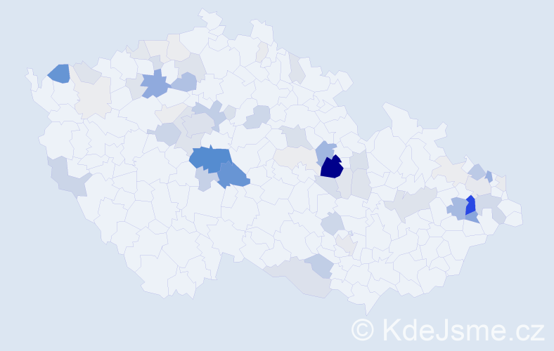 Příjmení: 'Kladiva', počet výskytů 220 v celé ČR
