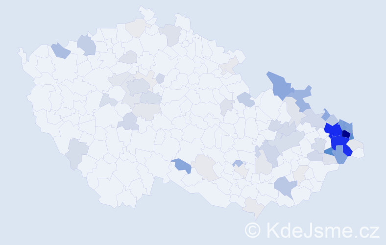 Příjmení: 'Kožušník', počet výskytů 351 v celé ČR