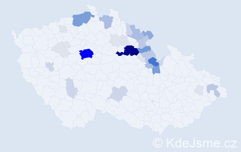 Příjmení: 'Kyral', počet výskytů 144 v celé ČR