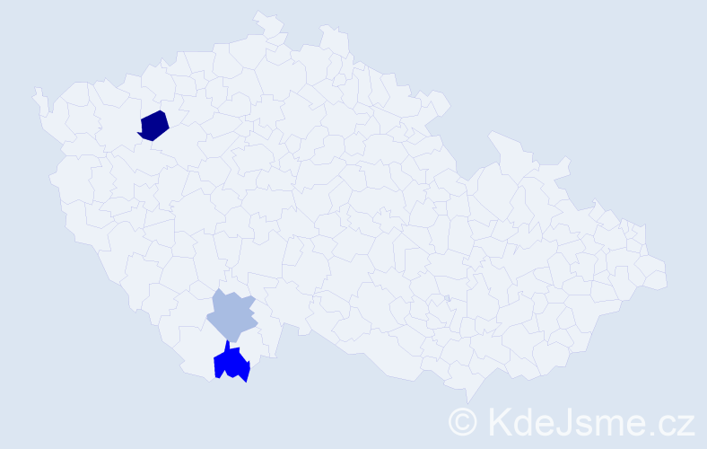 Příjmení: 'Dürnfelder', počet výskytů 3 v celé ČR