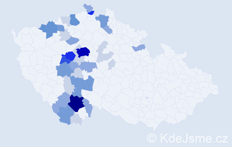 Příjmení: 'Mrkáček', počet výskytů 122 v celé ČR