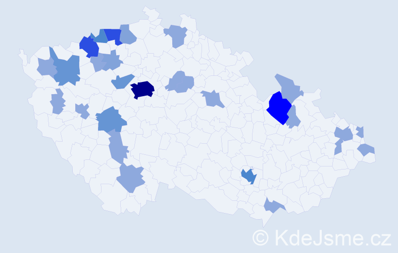 Příjmení: 'Nikolovová', počet výskytů 62 v celé ČR