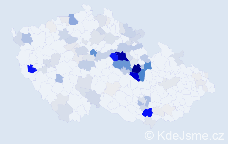 Příjmení: 'Křivka', počet výskytů 435 v celé ČR