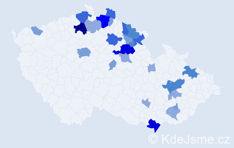 Příjmení: 'Kober', počet výskytů 74 v celé ČR