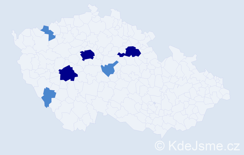 Příjmení: 'Kyzr', počet výskytů 12 v celé ČR