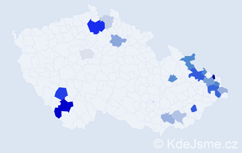 Příjmení: 'Běleš', počet výskytů 47 v celé ČR