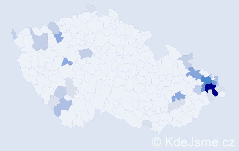 Příjmení: 'Kubačková', počet výskytů 97 v celé ČR