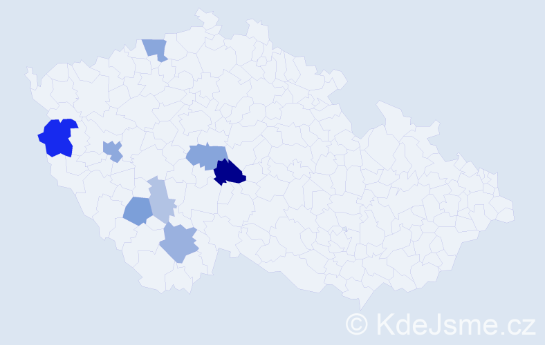 Příjmení: 'Hulmáková', počet výskytů 23 v celé ČR