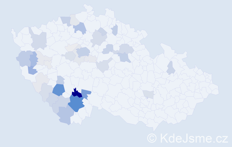 Příjmení: 'Bezpalec', počet výskytů 187 v celé ČR