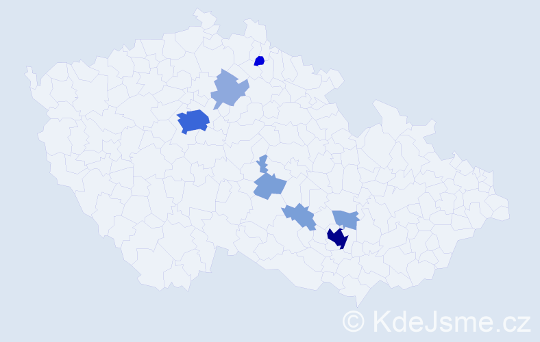 Příjmení: 'Machat', počet výskytů 24 v celé ČR