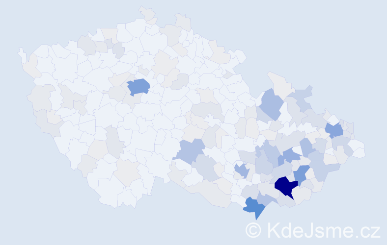 Příjmení: 'Bartošík', počet výskytů 570 v celé ČR