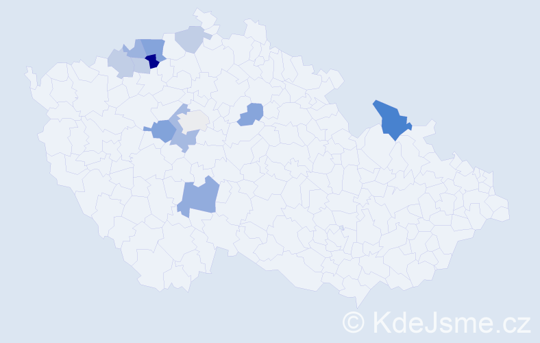 Příjmení: 'Klotz', počet výskytů 21 v celé ČR