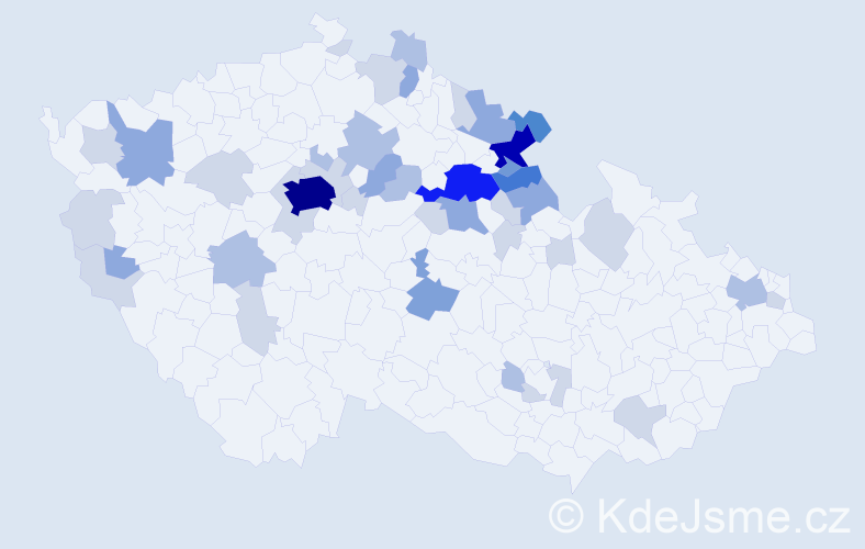 Příjmení: 'Hencl', počet výskytů 118 v celé ČR