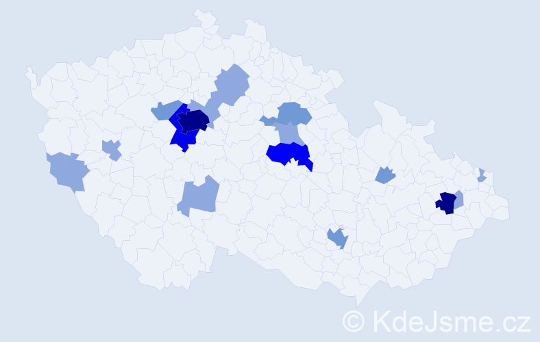 Příjmení: 'Pitr', počet výskytů 39 v celé ČR