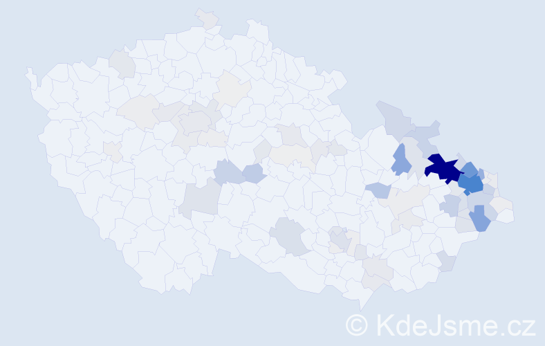 Příjmení: 'Holuša', počet výskytů 451 v celé ČR