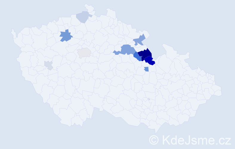 Příjmení: 'Brklová', počet výskytů 24 v celé ČR