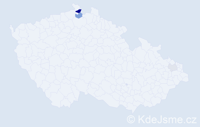 Příjmení: 'Szurdiová', počet výskytů 5 v celé ČR