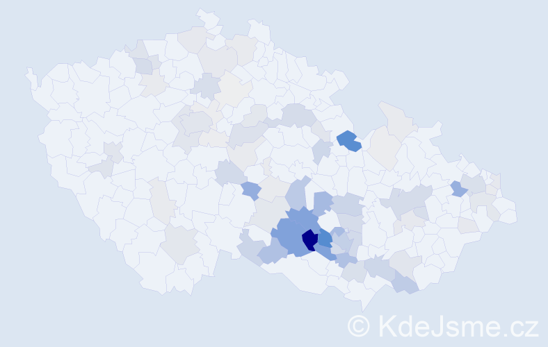 Příjmení: 'Chmelíčková', počet výskytů 302 v celé ČR