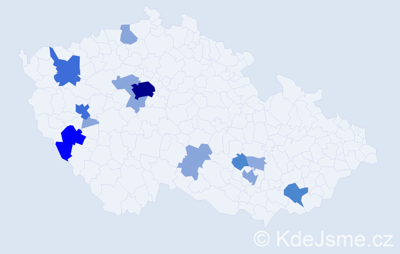 Příjmení: 'Kubernát', počet výskytů 49 v celé ČR