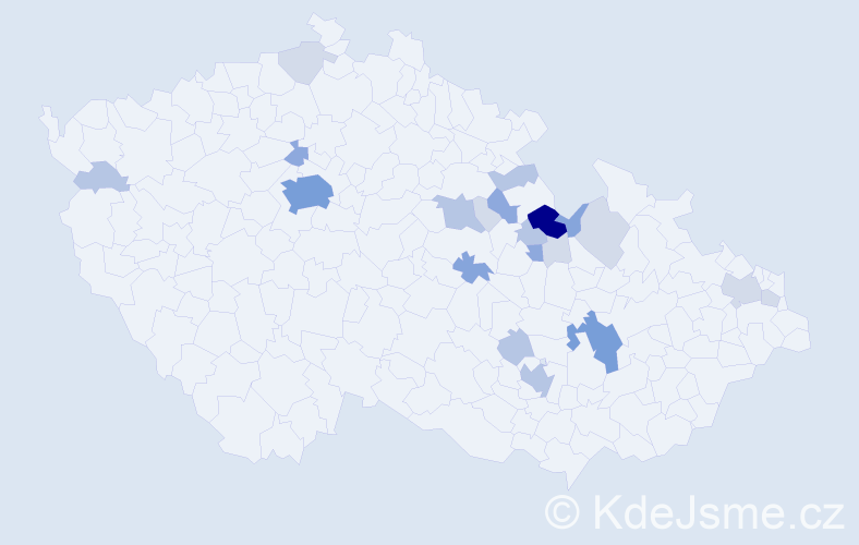 Příjmení: 'Kyllar', počet výskytů 62 v celé ČR