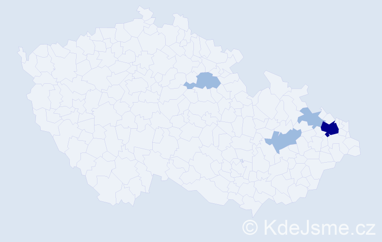 Příjmení: 'Rychtárová', počet výskytů 7 v celé ČR